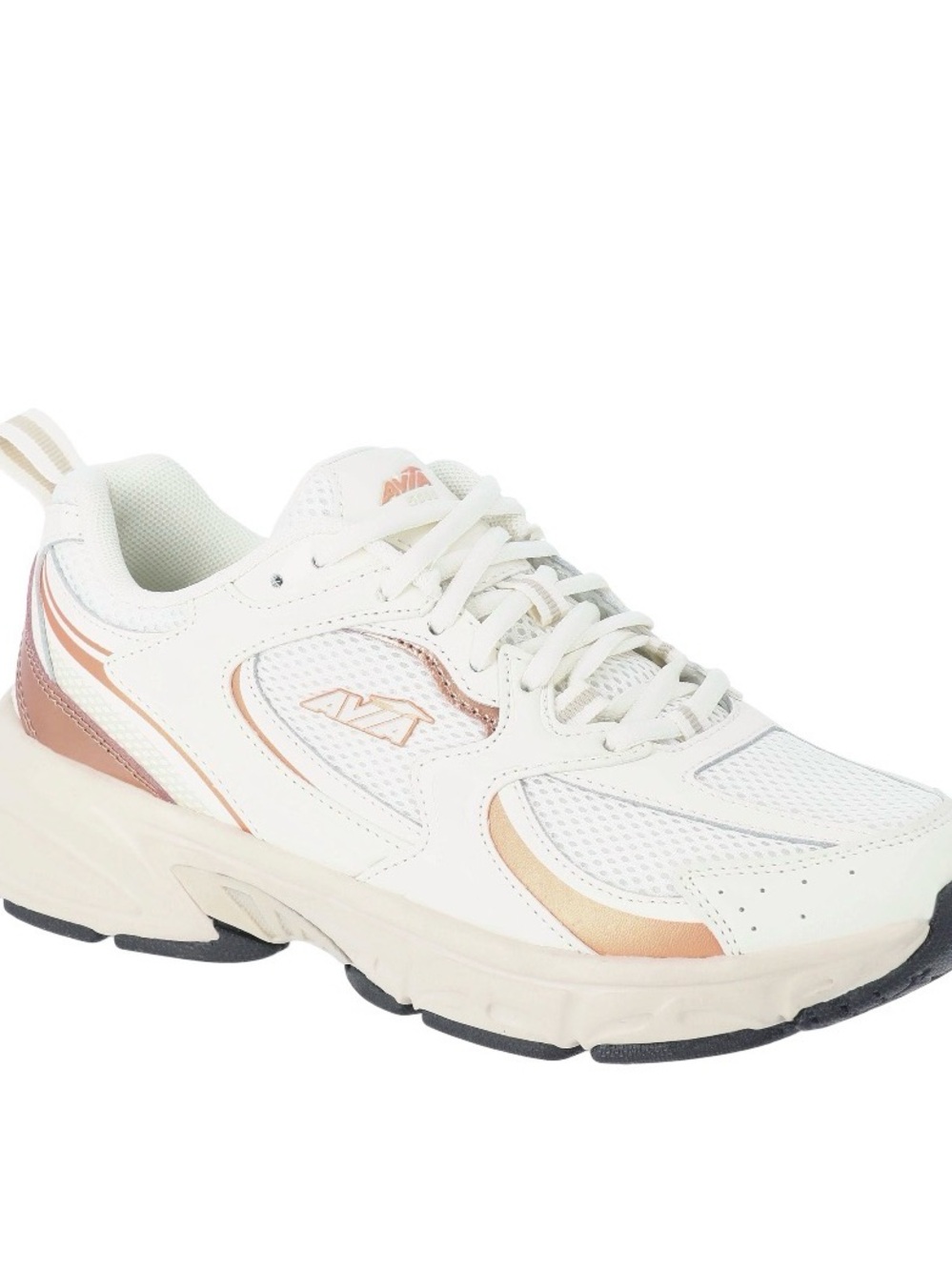 Avia Women's White and Rose Gold Athletic Sneaker